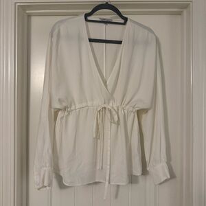 Naked Zebra White V-Neck Blouse